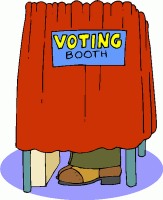 Drawing of a voting booth