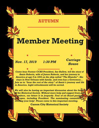 Flyer concerning 11/17/19 Members Meeting
