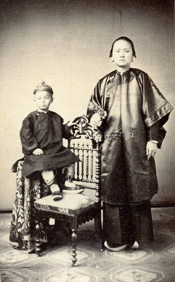 Photograph of Virginia City Chinese doctor's wife and child, 1866