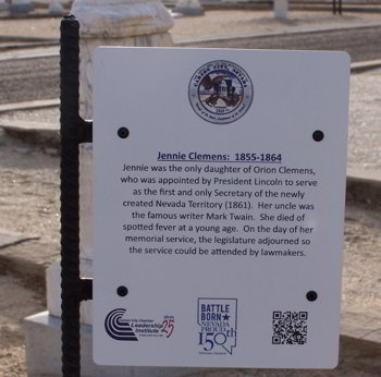 Photograph of Jennie Clemens' grave marker